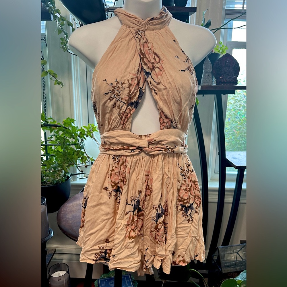 Floral Flowy Romper with Cutouts